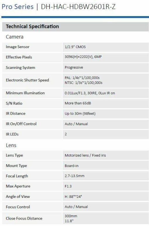 Dahua 6MP WDR HDCVI IR Mini-Dome Kamera – Bild 7