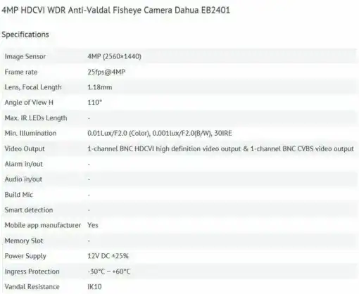 Dahua 4MP HDCVI WDR Fischaugen Kamera – Bild 5